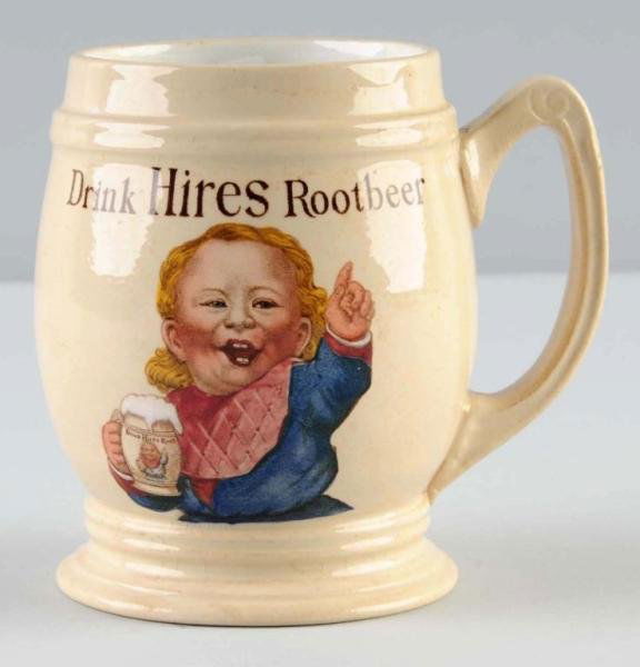 Early Hires Root Beer Mug.: Circa 1900. Marked "Made in Germany" on bottom of mug. Wonderful, bright, vibrant colors. Only minor marks or light wear. Size: 4 - 1/4" T.