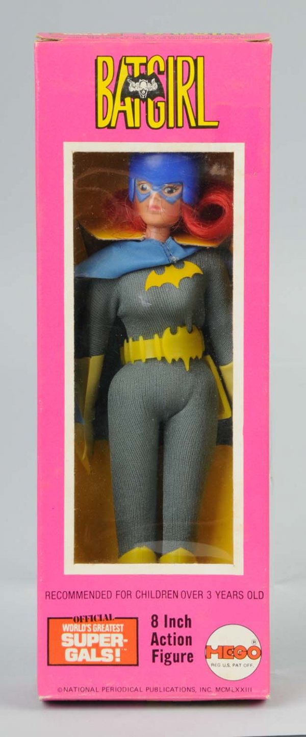 Mego Batgirl Superhero Action Figure.: Marked "1973". Includes original box with some corner wear. Size: 8" T.