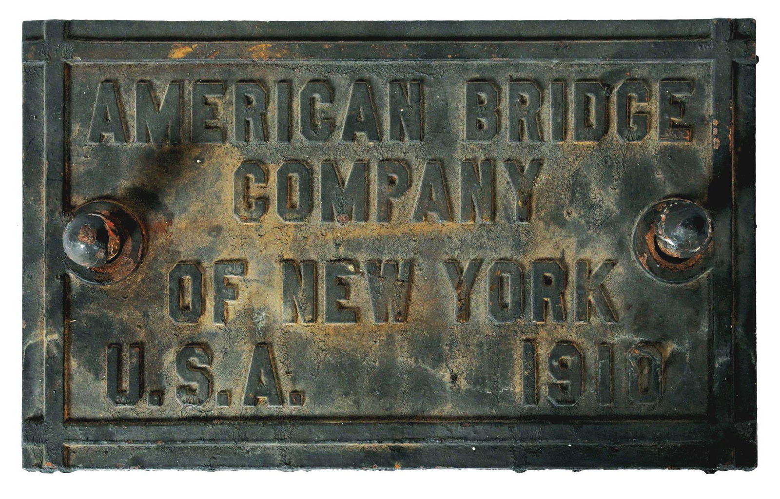 1910 AMERICAN BRIDGE CO IDENTIFICATION PLATE. (1 of 2)