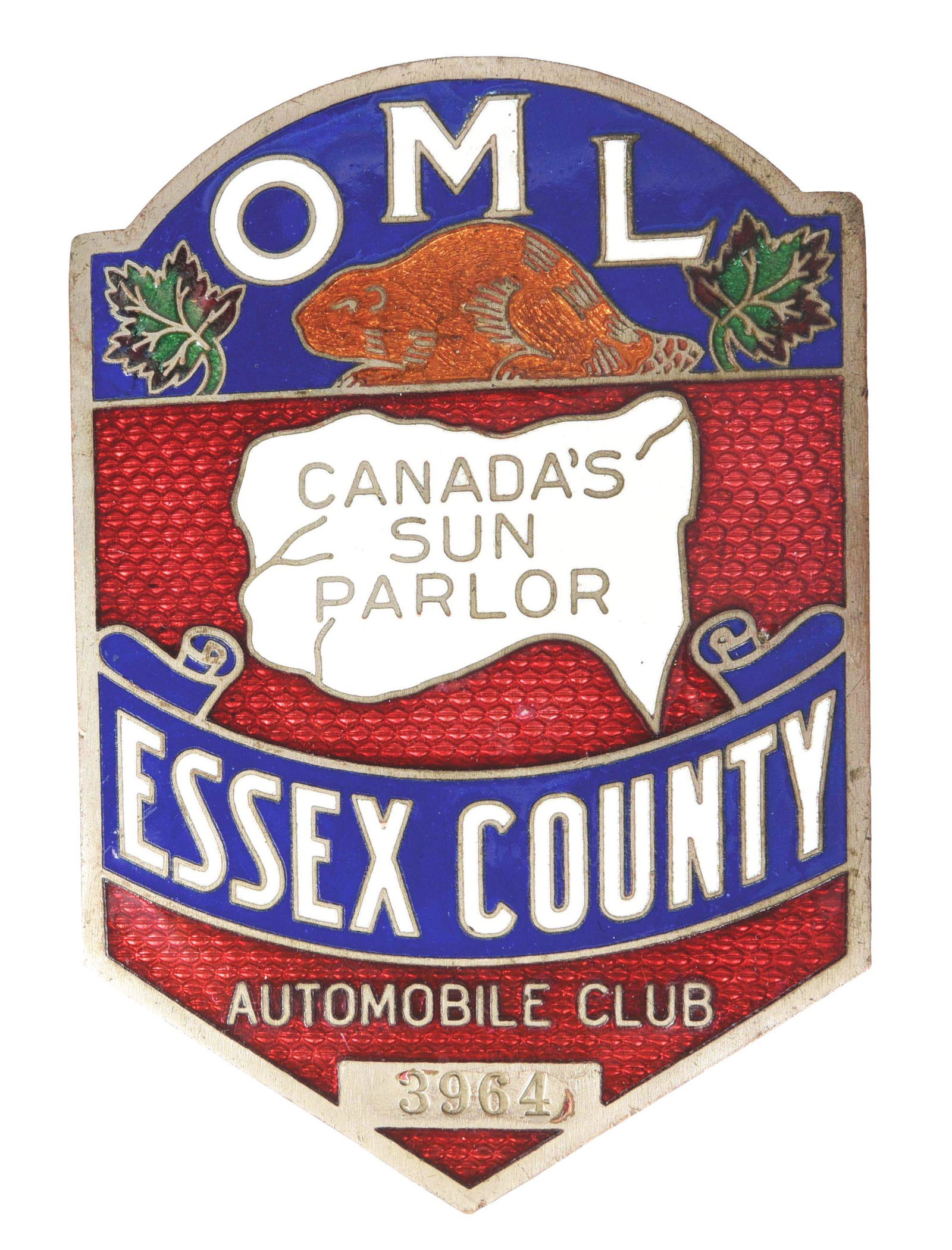 ESSEX COUNTY AUTOMOBILE CLUB CLOISONNE RADIATOR BADGE (1 of 2)