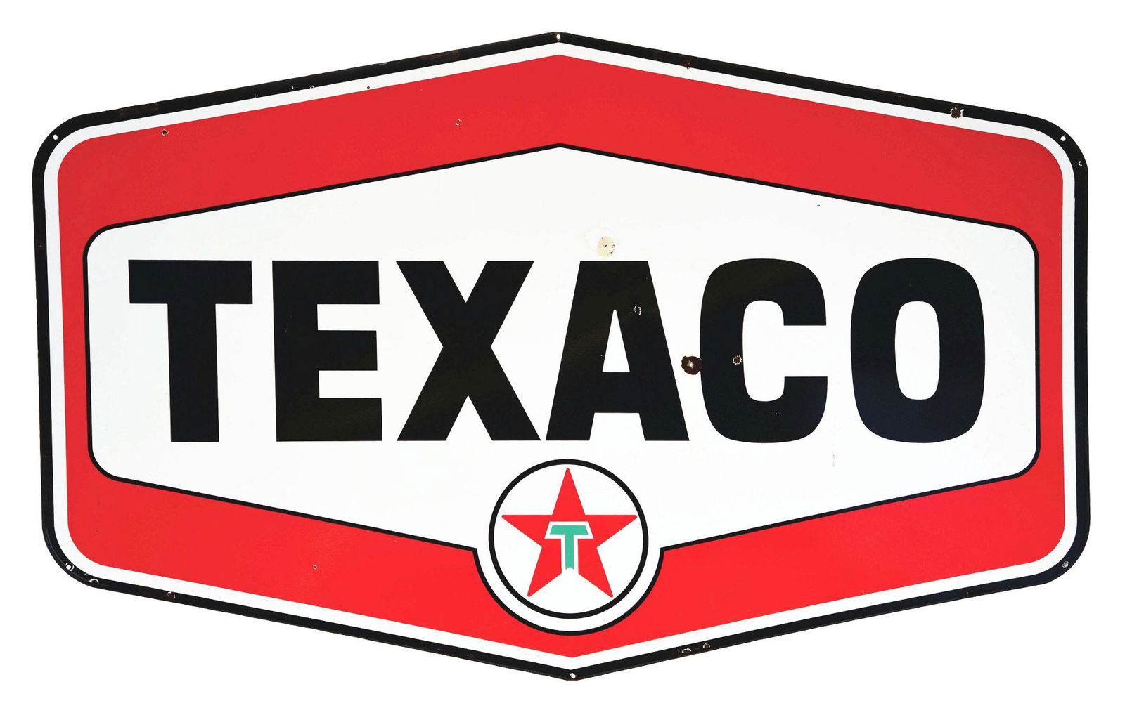 TEXACO GASOLINE PORCELAIN SERVICE STATION SIGN. (1 of 2)