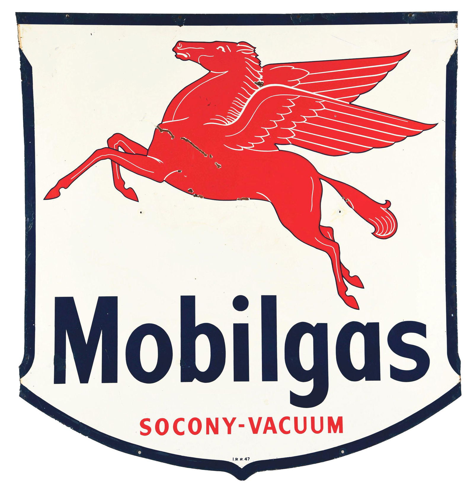 MOBILGAS PORCELAIN SERVICE STATION SHIELD SIGN W/ (1 of 3)