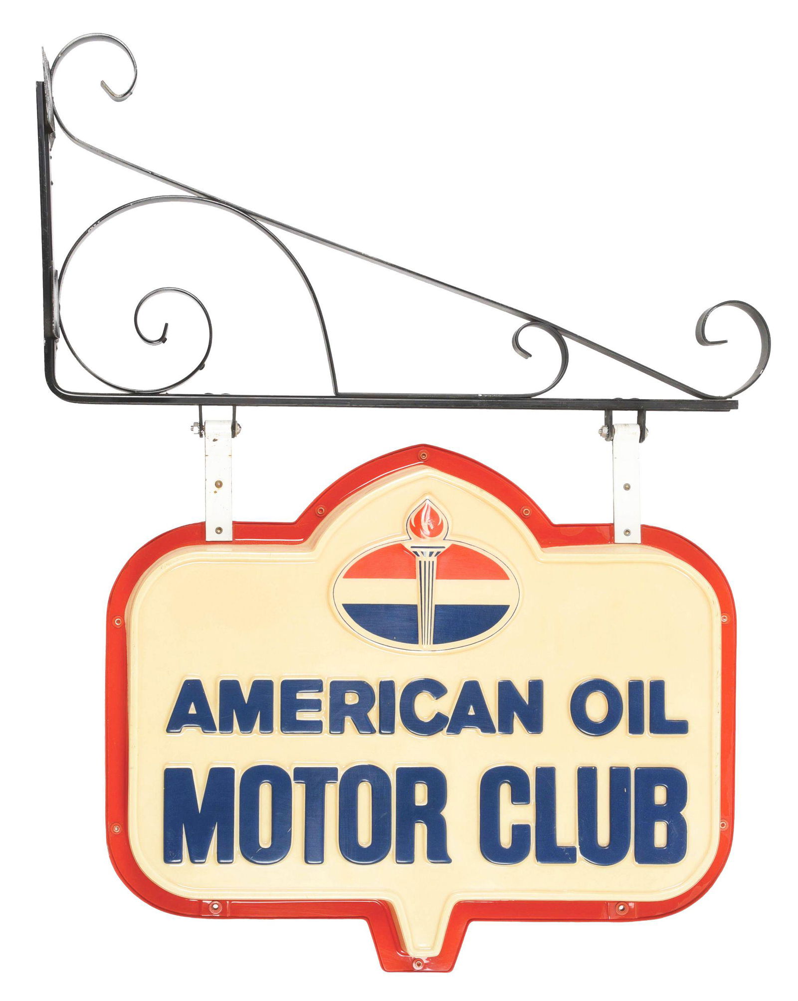 STANDARD AMERICAN OIL MOTOR CLUB EMBOSSED PLASTIC SIGN (1 of 2)