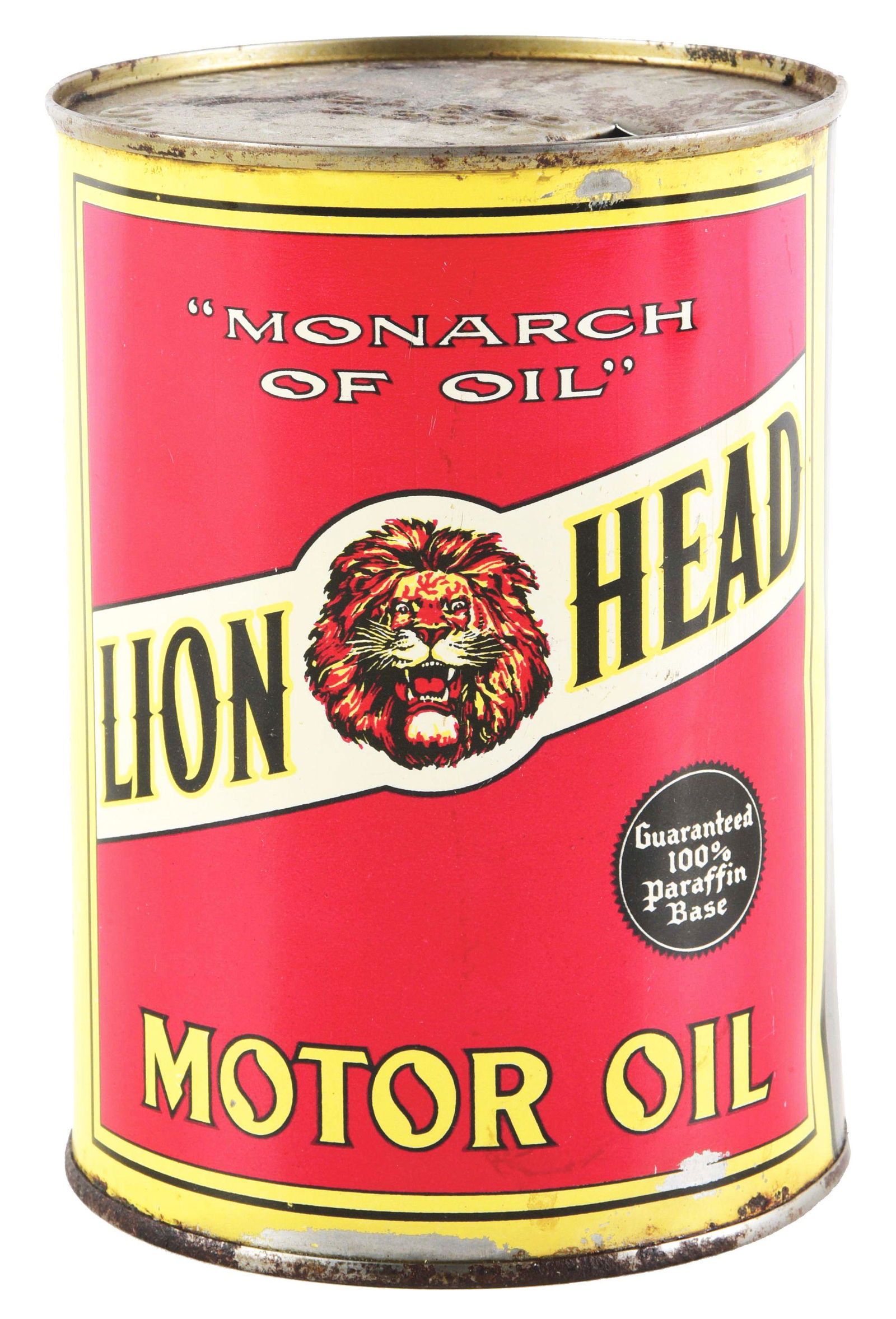 GILMORE LION HEAD MOTOR OILS ONE QUART CAN W/ LION (1 of 6)