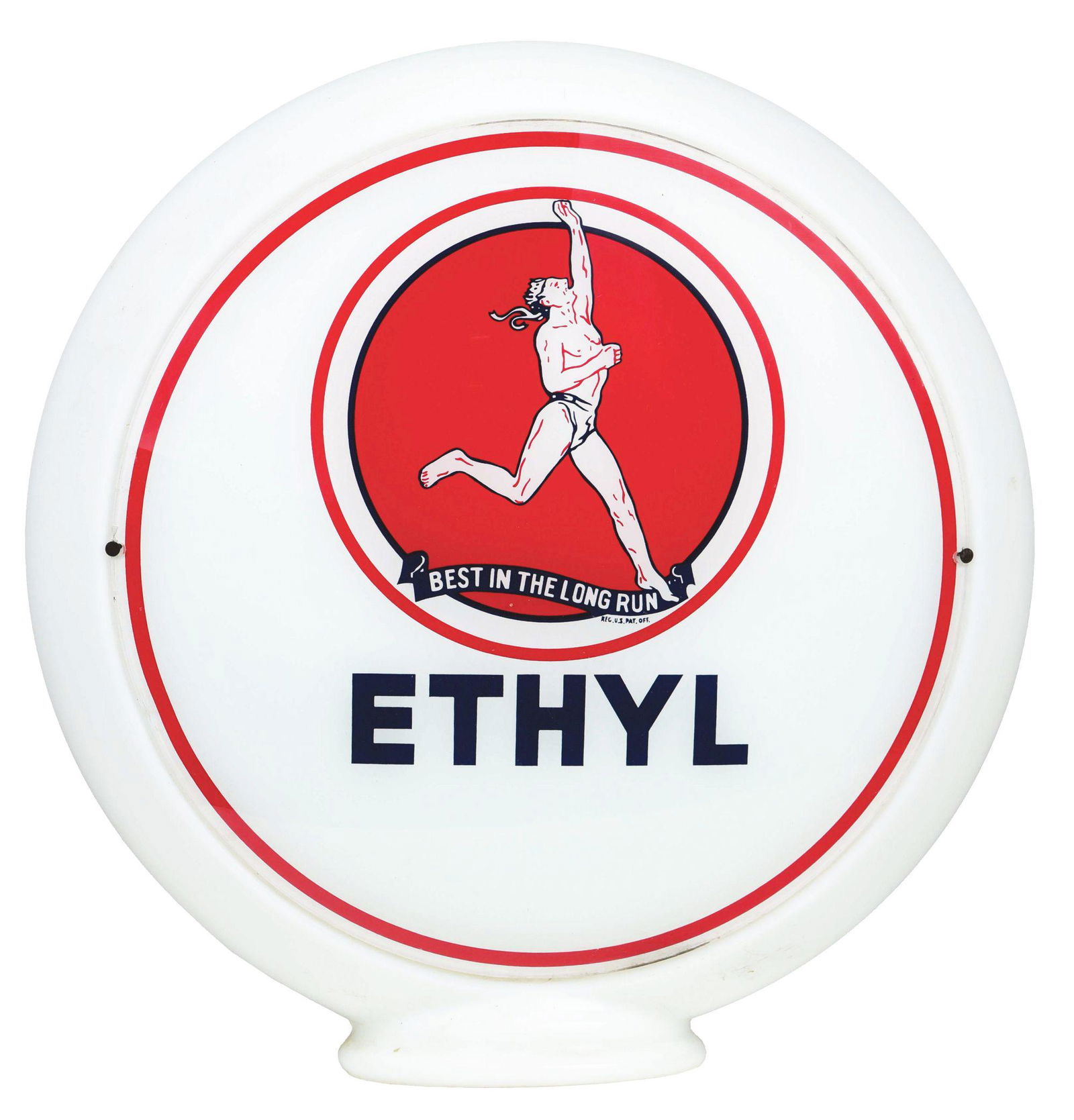 MARATHON ETHYL GASOLINE SINGLE 13.5" GLOBE LENS ON MILK (1 of 4)