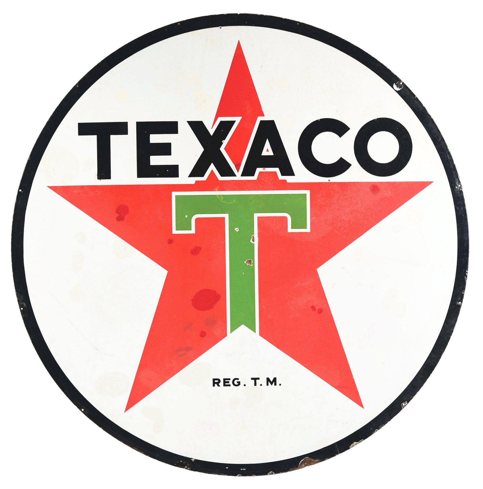 TEXACO GASOLINE PORCELAIN SERVICE STATION SIGN. (1 of 2)