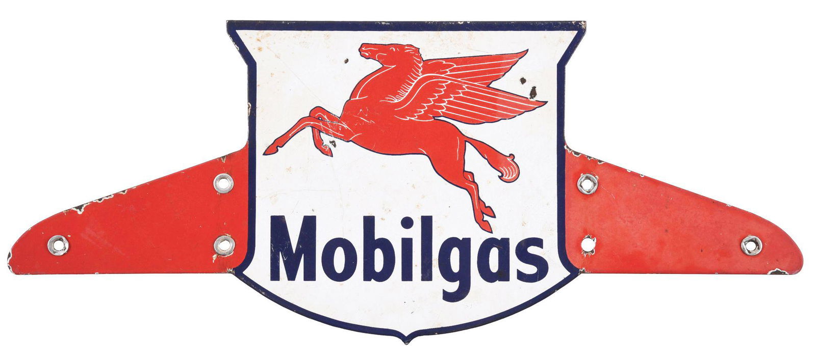 RARE MOBILGAS PORCELAIN TOPPER SIGN W/ PEGASUS GRAPHIC. (1 of 3)