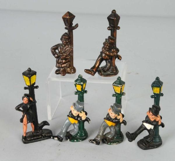 Lot of 6: Cast Iron Assorted Bottle Openers.: Made by John Wright and Dalecraft. Four are cast iron and two are bronze. Size: Largest: 4 - 1/2" T.