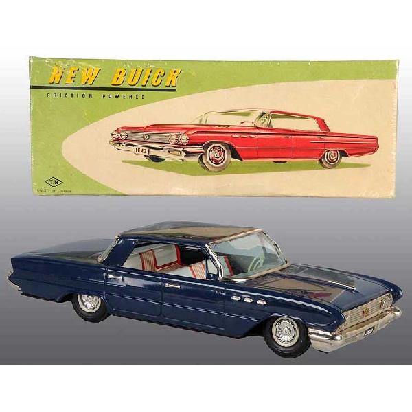 Tin 1961 Buick LeSabre Friction Toy.: Japanese. Working. Made by TN. Minor scratching throughout. Includes original box with some slight creasing and tearing. Pictured in Dale Kelley's "Collecting the Tin Toy Car." book on page 14. Proven