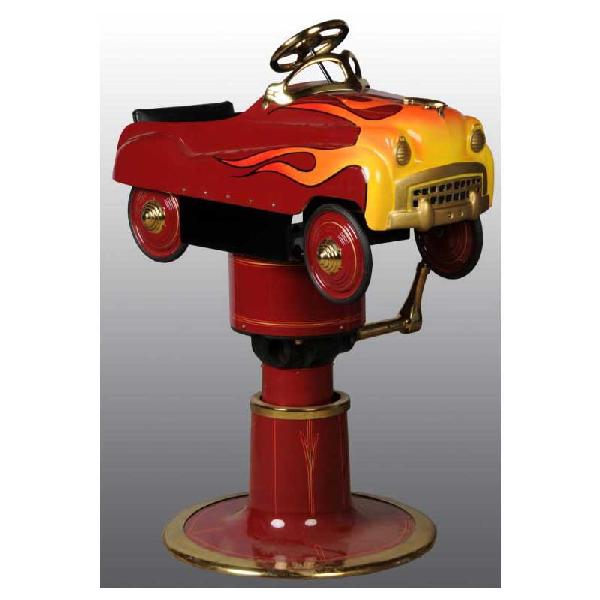 Murray Champion Pedal Car on Barber Pole.: 1950s style. Mounted on operating hydraulic barber pole. Custom painted with great workmanship. Complete professional restoration. 36" L.