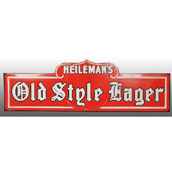 Metal Old Style Lager Beer Sign.: Embossed lettering. 90" x 29".