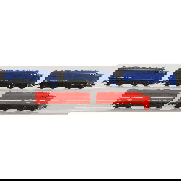 Lot of 5: Lionel Post-War O27-Gauge Train Engines: Includes 229 Minneapolis & St. Louis AA units, 2024 Chesapeake & Ohio A unit, 225 Chesapeake AB units. Size: