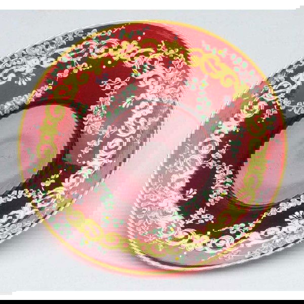 Ruby Moser Saucer with Heavy Gilding & Enameling.: Larger version shown in Baldwin Moser Book, page 114. Size: 4 - 1/2" Dia.