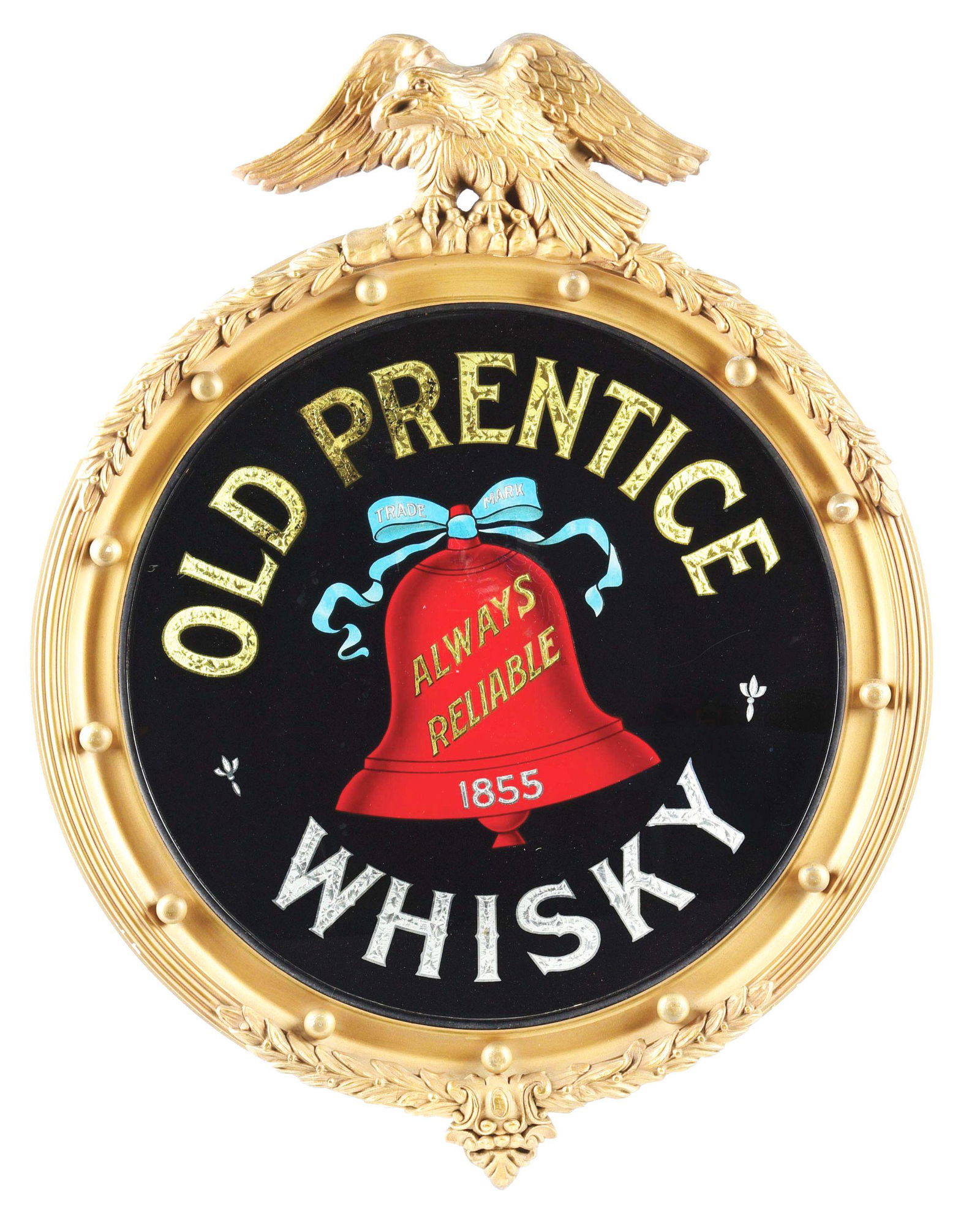 FRAMED OLD PRENTICE REVERSE CONVEX GLASS SIGN. (1 of 5)