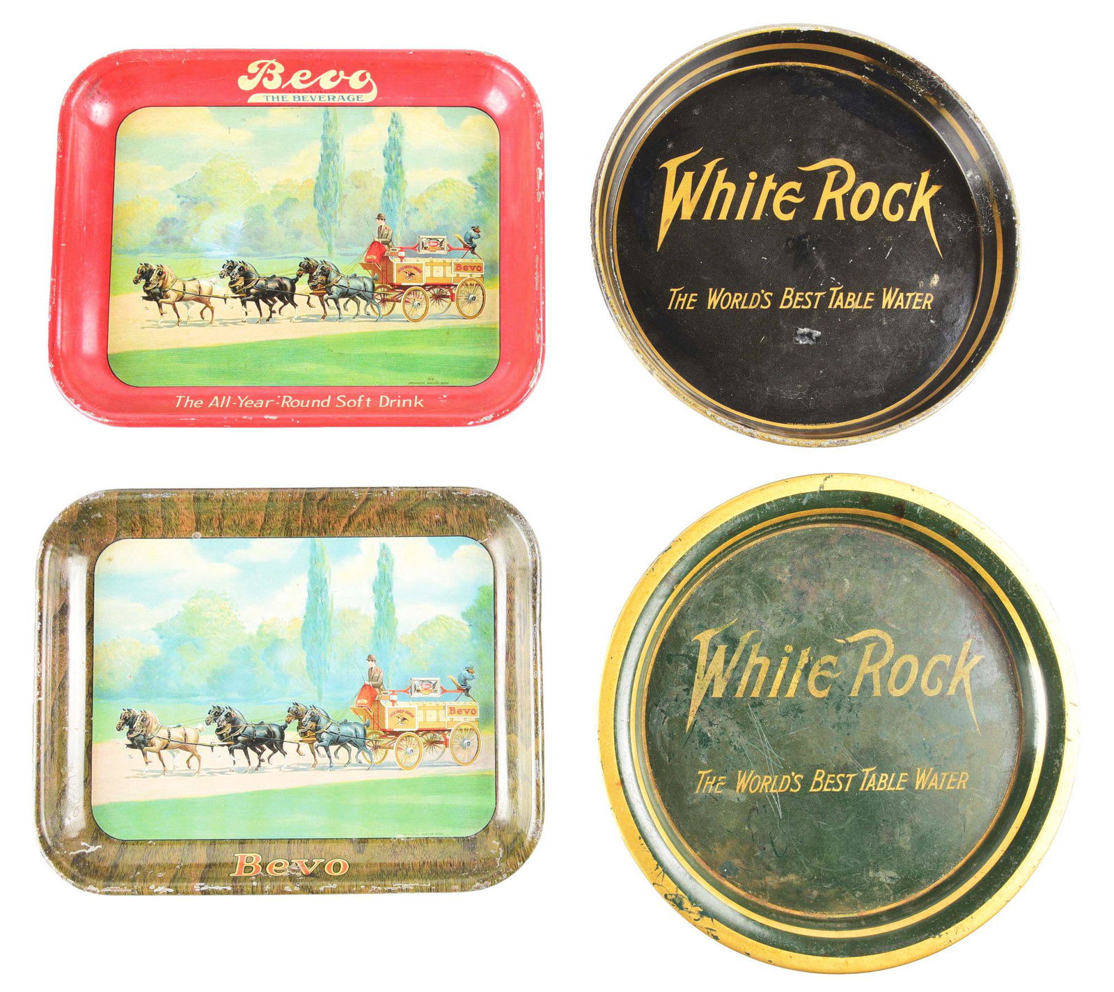 LOT OF 4: ADVERTISING TRAYS. (1 of 2)