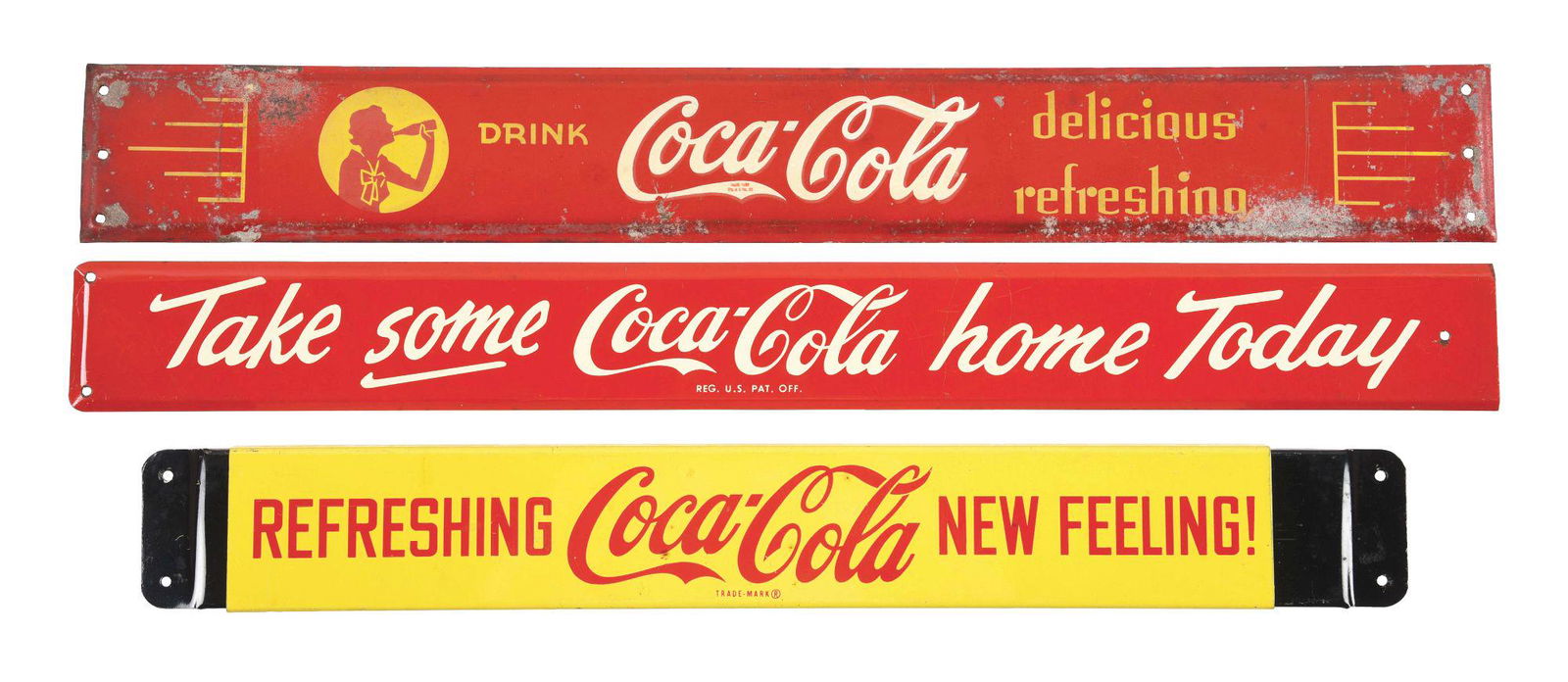 LOT OF 3: COCA-COLA DOOR PUSHES. (1 of 2)