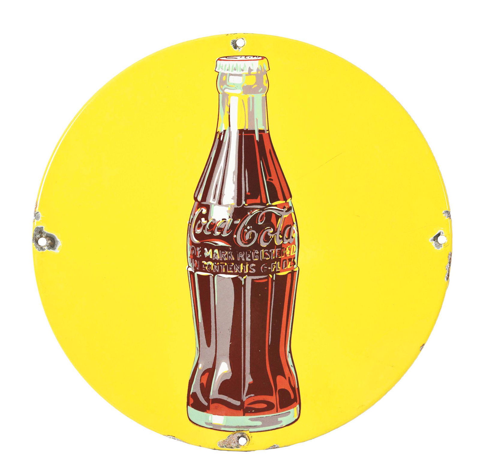 SINGLE-SIDED PORCELAIN COCA-COLA BOTTLE SIGN. (1 of 2)