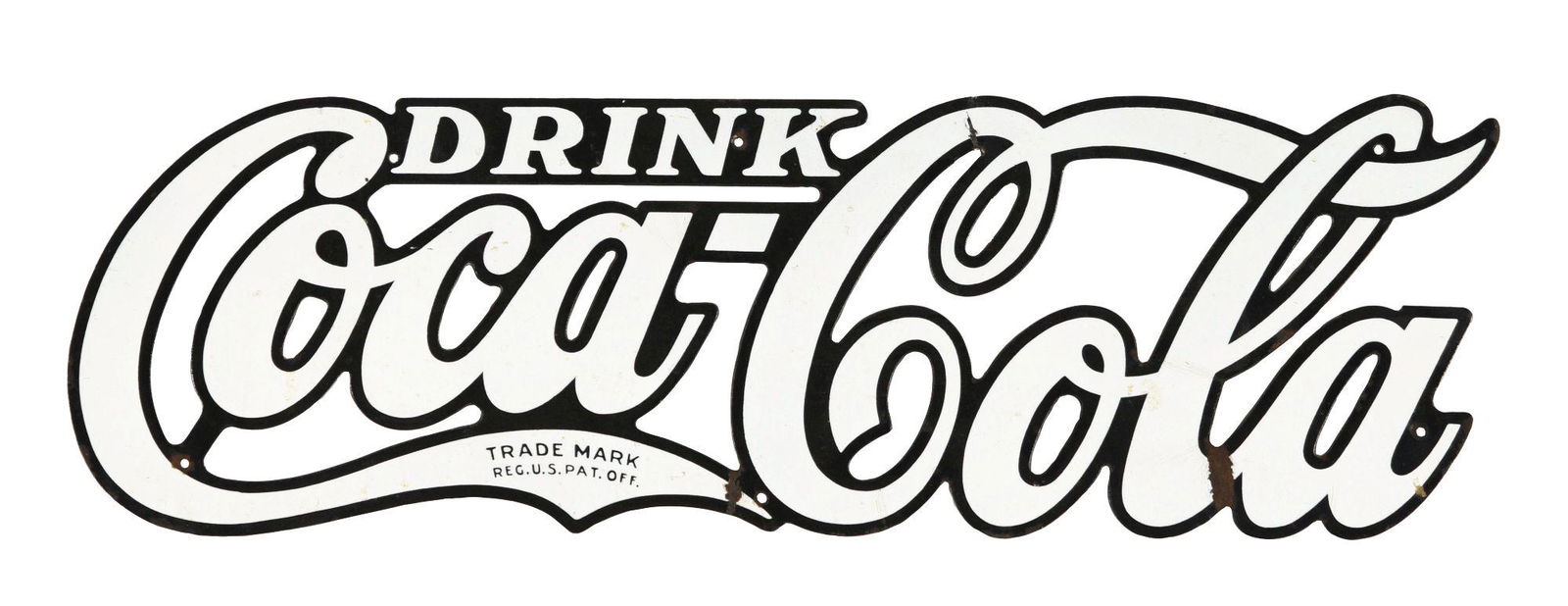 PORCELAIN SINGLE-SIDED "DRINK COCA-COLA" SIGN. (1 of 2)