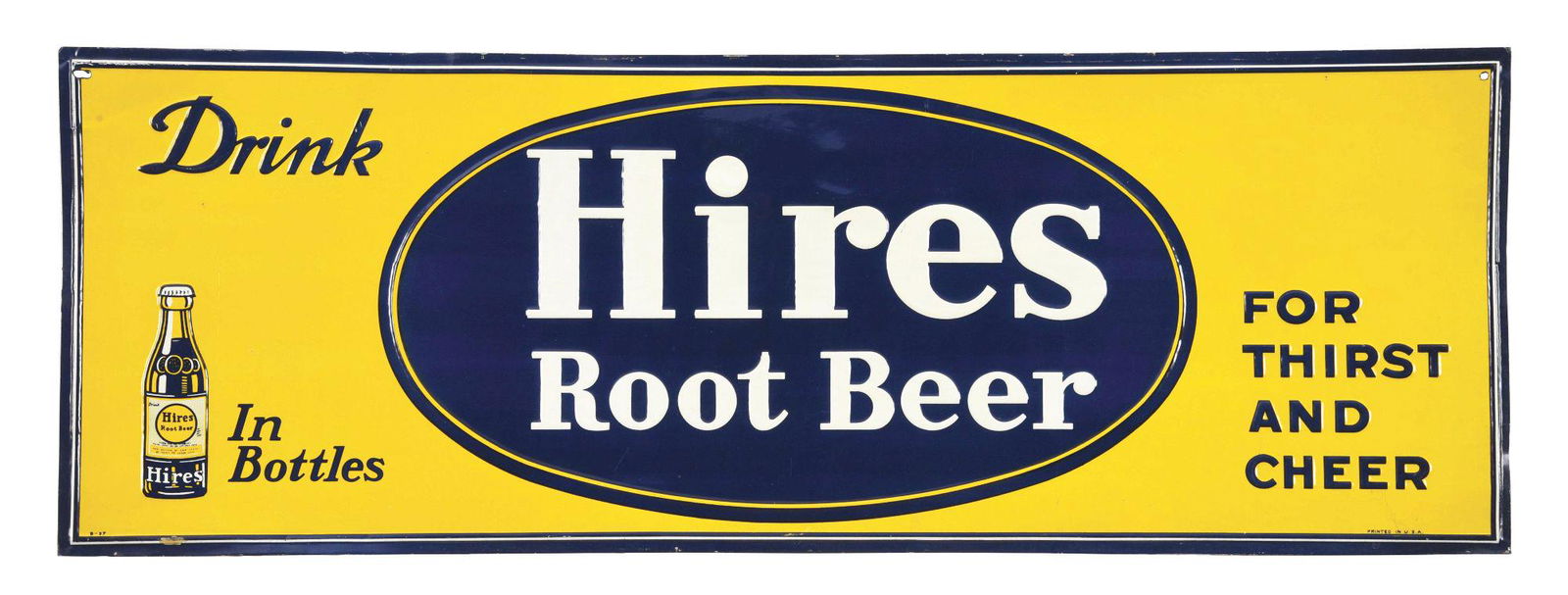 DRINK HIRES ROOT BEER EMBOSSED TIN SIGN. (1 of 4)