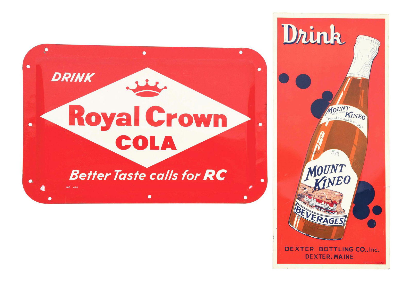 LOT OF 2: SOFT DRINK SIGNS. (1 of 2)