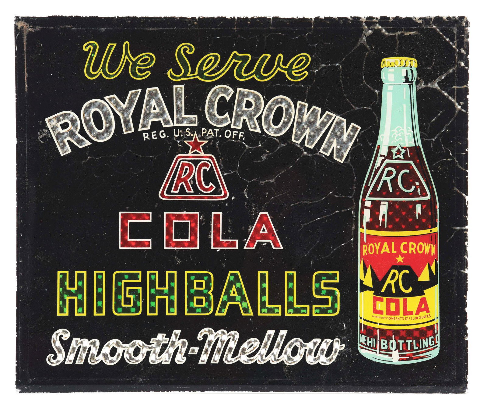 GLASS ROYAL CROWN COLA HIGHBALL SIGN. (1 of 2)
