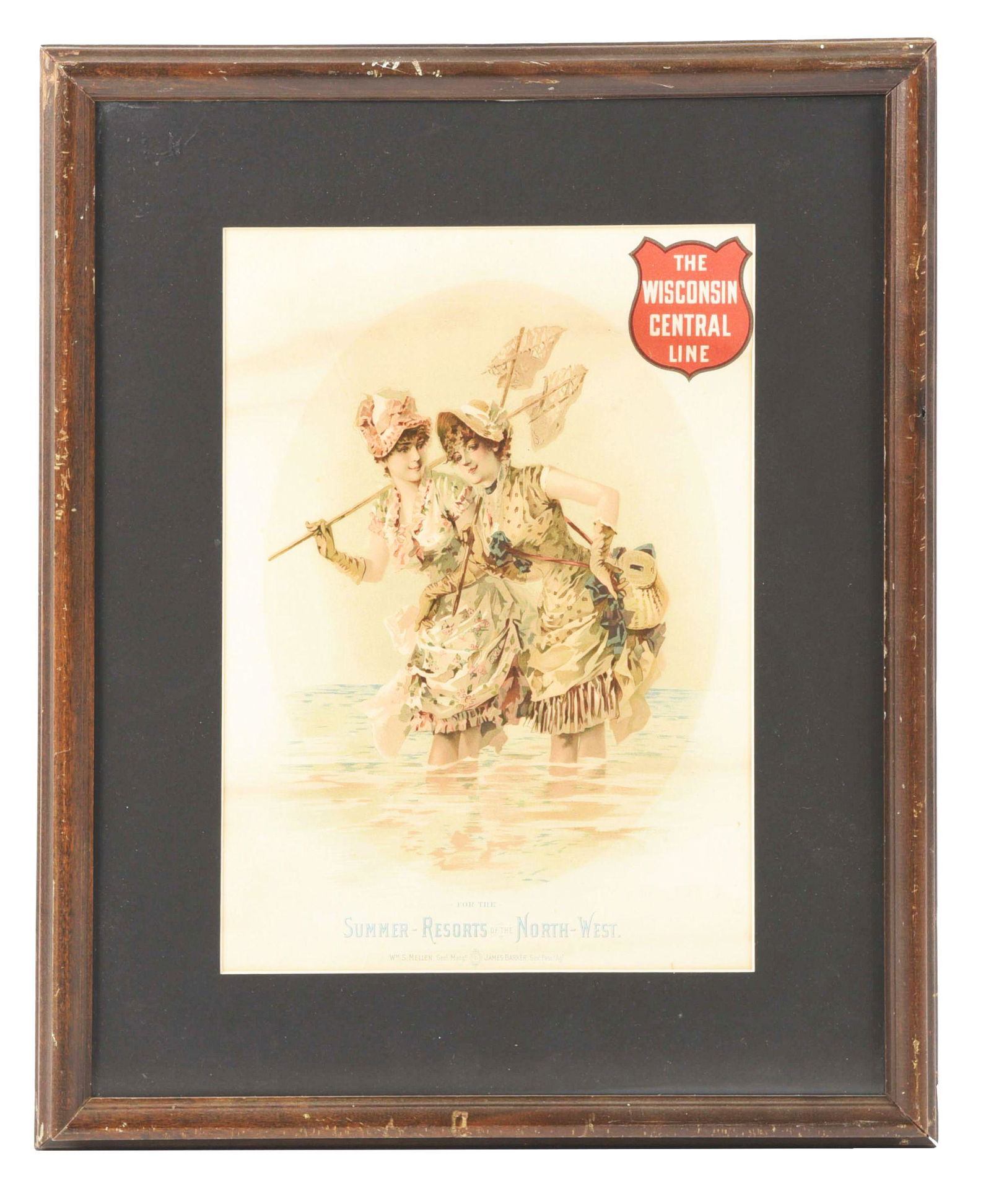 FRAMED PAPER ADVERTISEMENT FOR THE WISCONSIN CENTRAL (1 of 2)