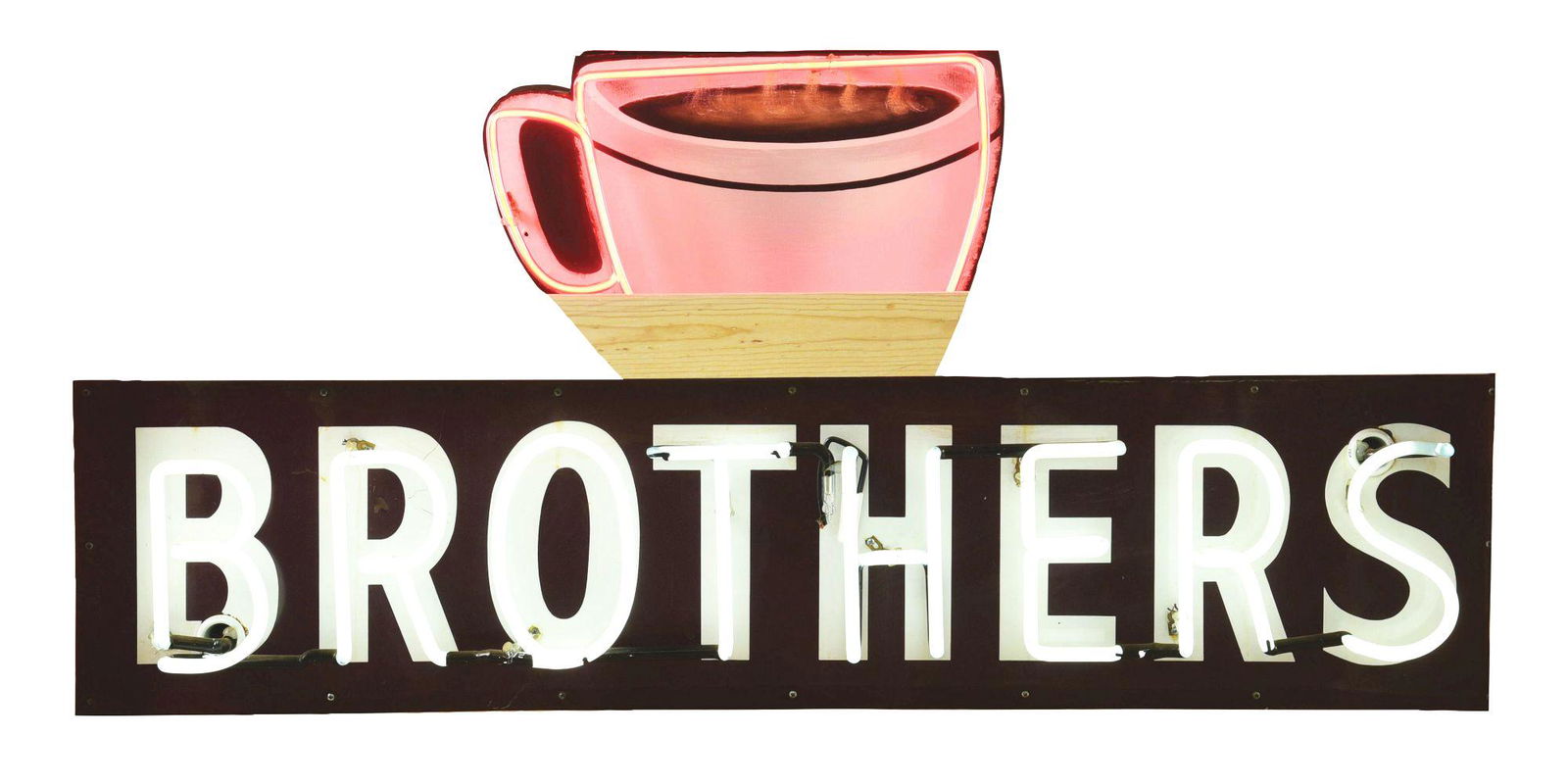 BROTHERS PORCELAIN NEON SIGN W/ ADDED PAINTED TIN (1 of 3)