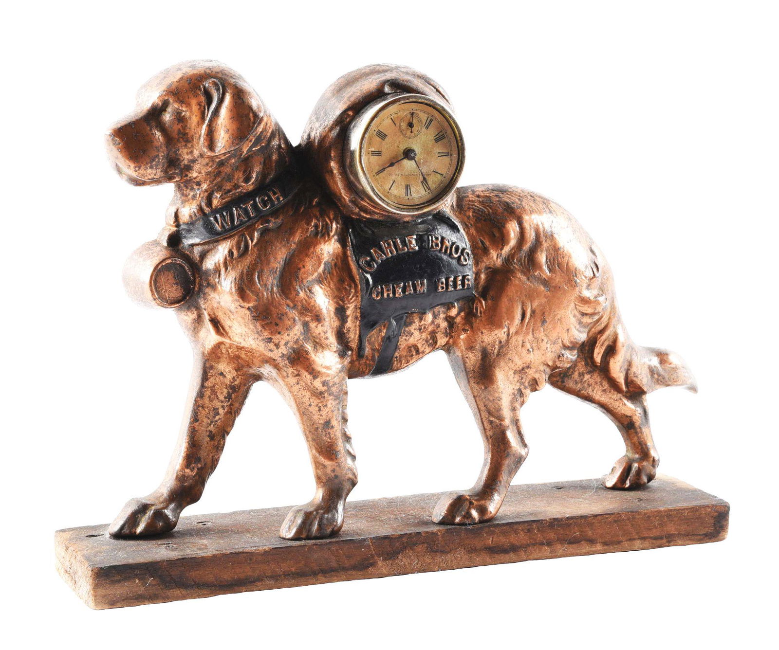 CAST BRONZE ADVERTISING CLOCK FOR CARLE BROS. CREAM (1 of 5)