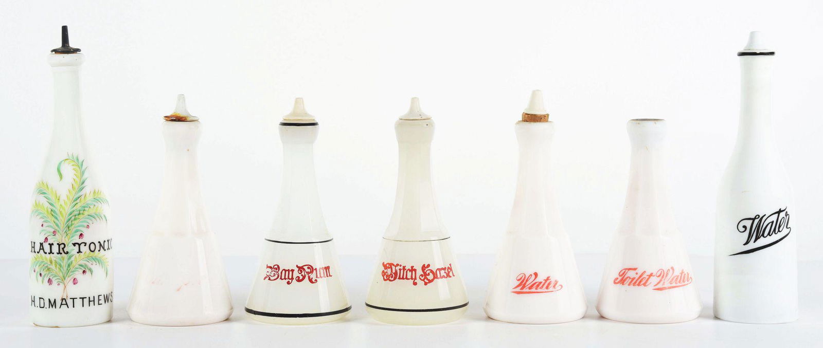 LOT OF 7: BARBER SHOP BOTTLES. (1 of 2)