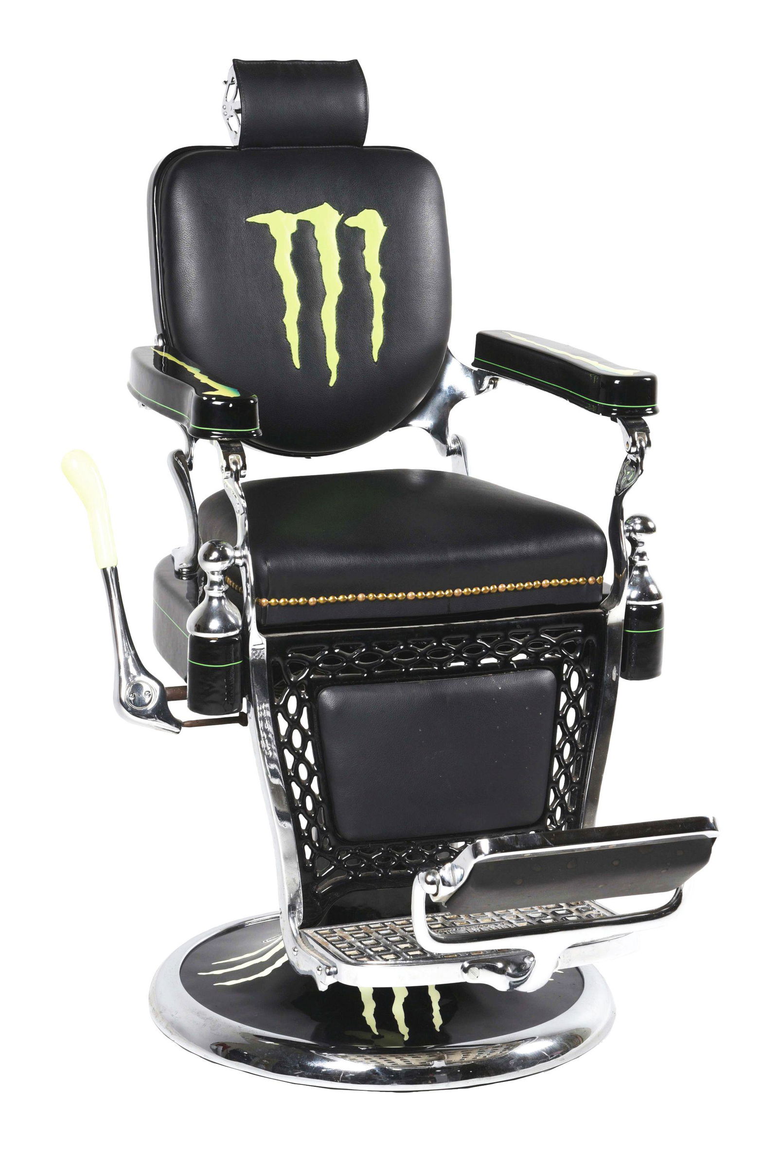 EMIL J. PAIDAR ORIGINAL BARBER CHAIR IN MONSTER MOTIF. (1 of 4)