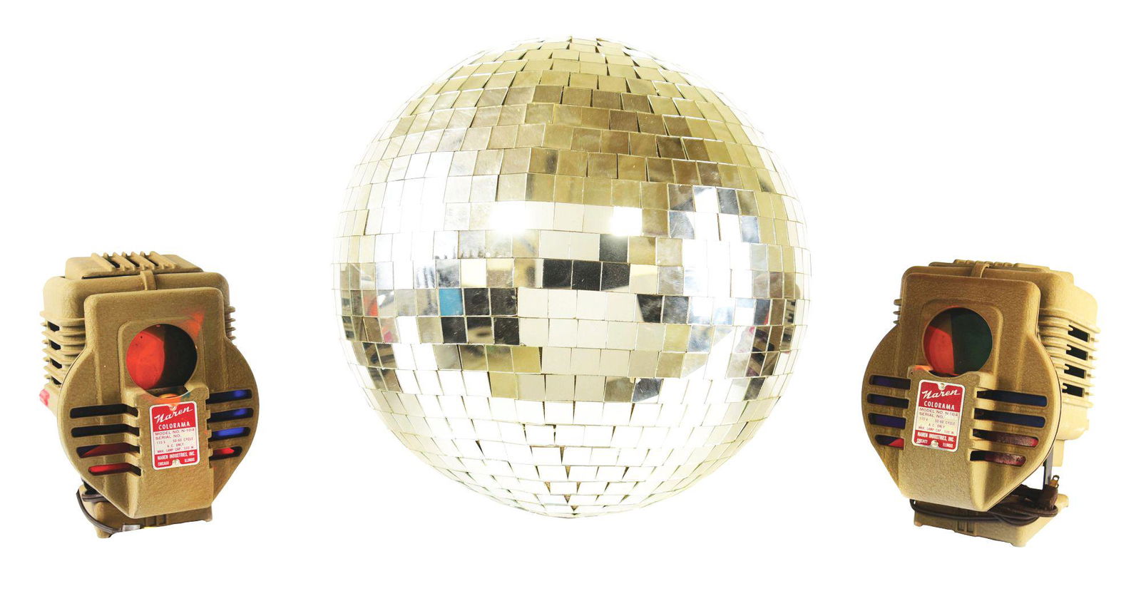 DISCO BALL WITH TWO STROBE LIGHT MOTORS. (1 of 4)