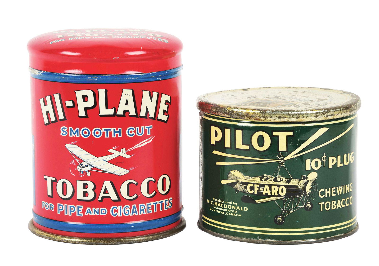 LOT OF 2: AIRPLANE-RELATED TOBACCO TINS. (1 of 4)