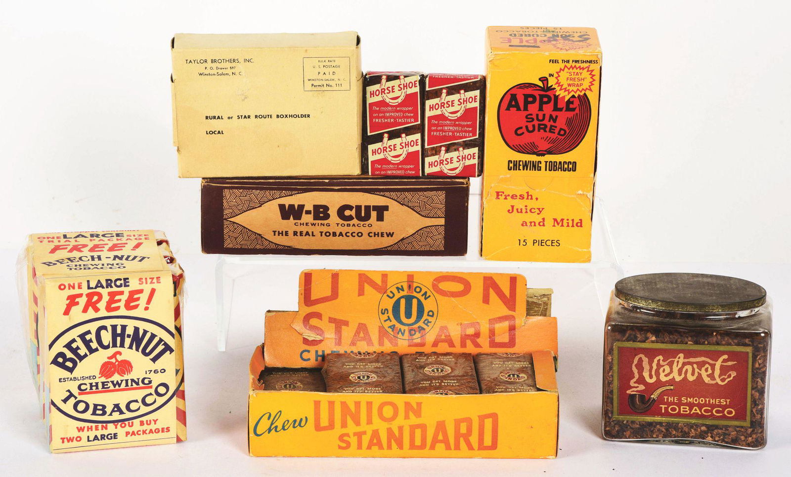 LOT OF 8: BOXES AND CONTAINERS OF TOBACCO ITEMS. (1 of 1)