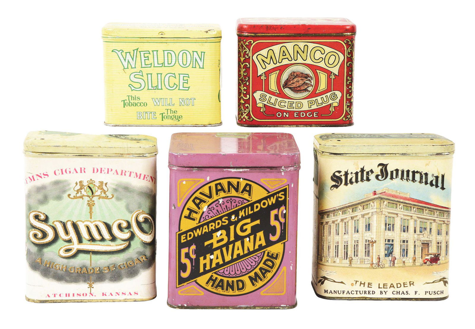 LOT OF 5: CIGAR TINS. (1 of 4)