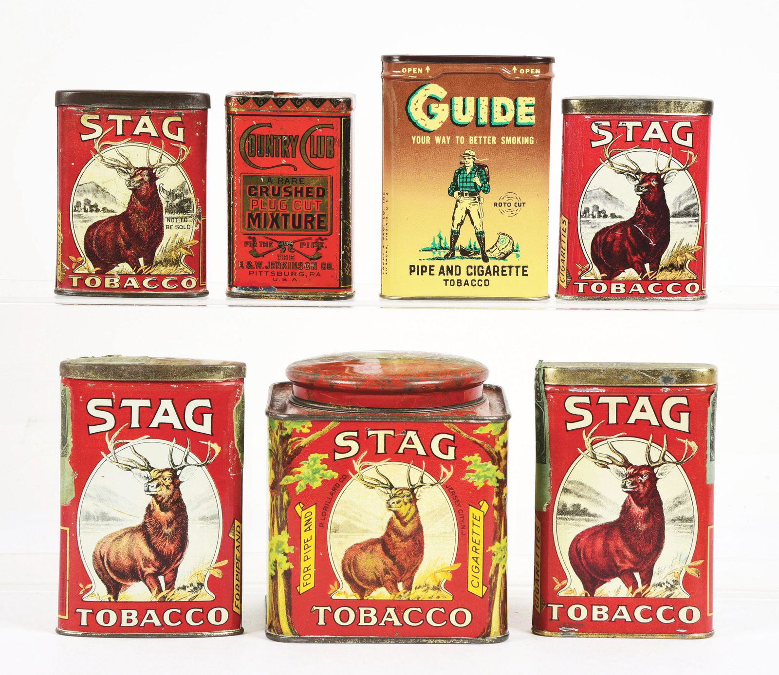 LOT OF 7: MISCELLANEOUS TOBACCO TINS. (1 of 2)