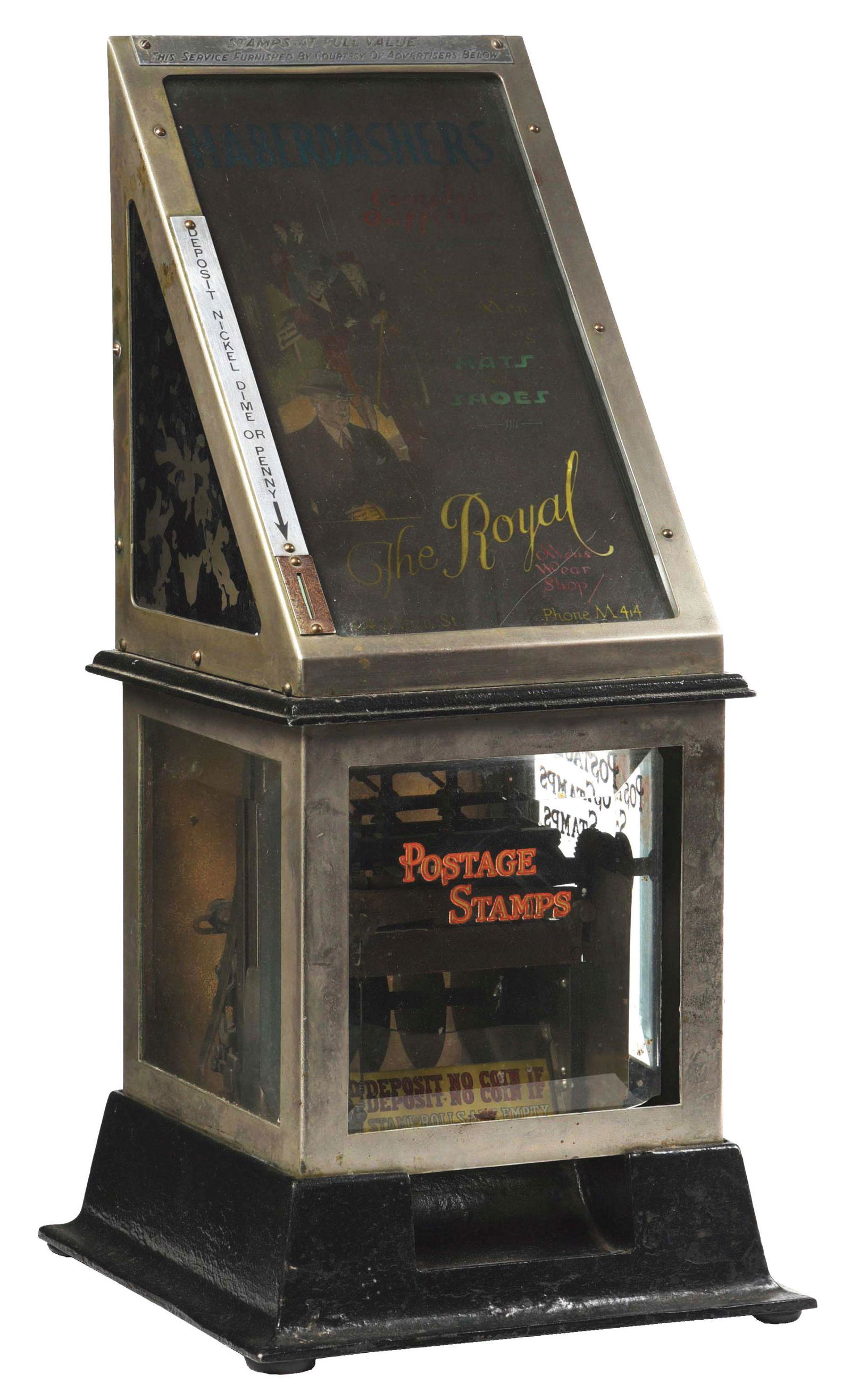 U.S. VENDING MODEL D FULL VALUE STAMP VENDING MACHINE. (1 of 9)