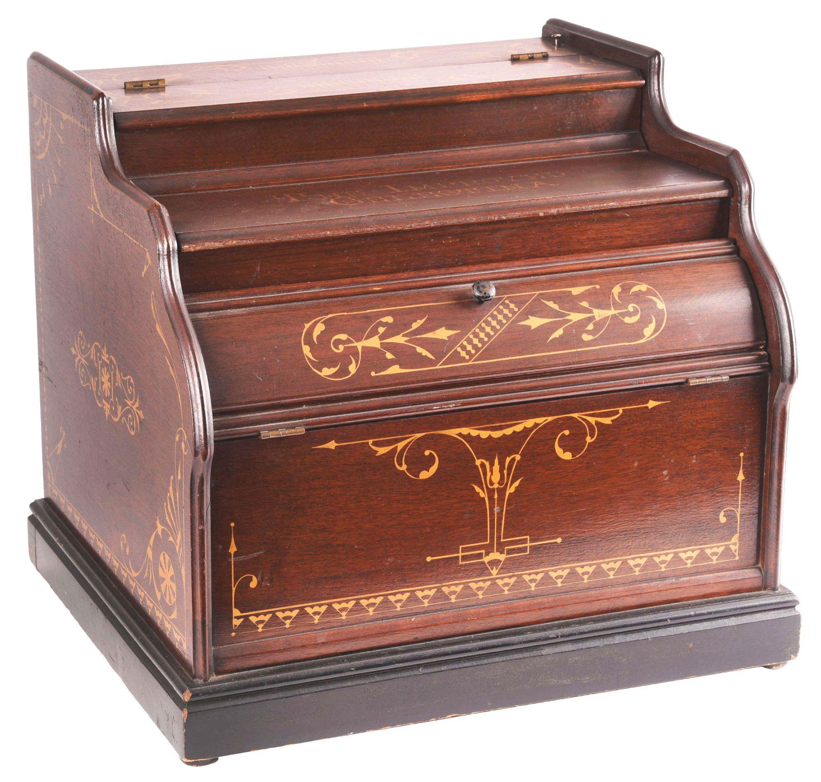THE IMPROVED CLESTINA 20-NOTE HAND CRANK ORGANETTE.: This hand crank organ was made by the Aeolian Organ Company of New York, c. 1898. The Celestina was one of the most popular hand cranked organs of the period, this excellent example has all original p
