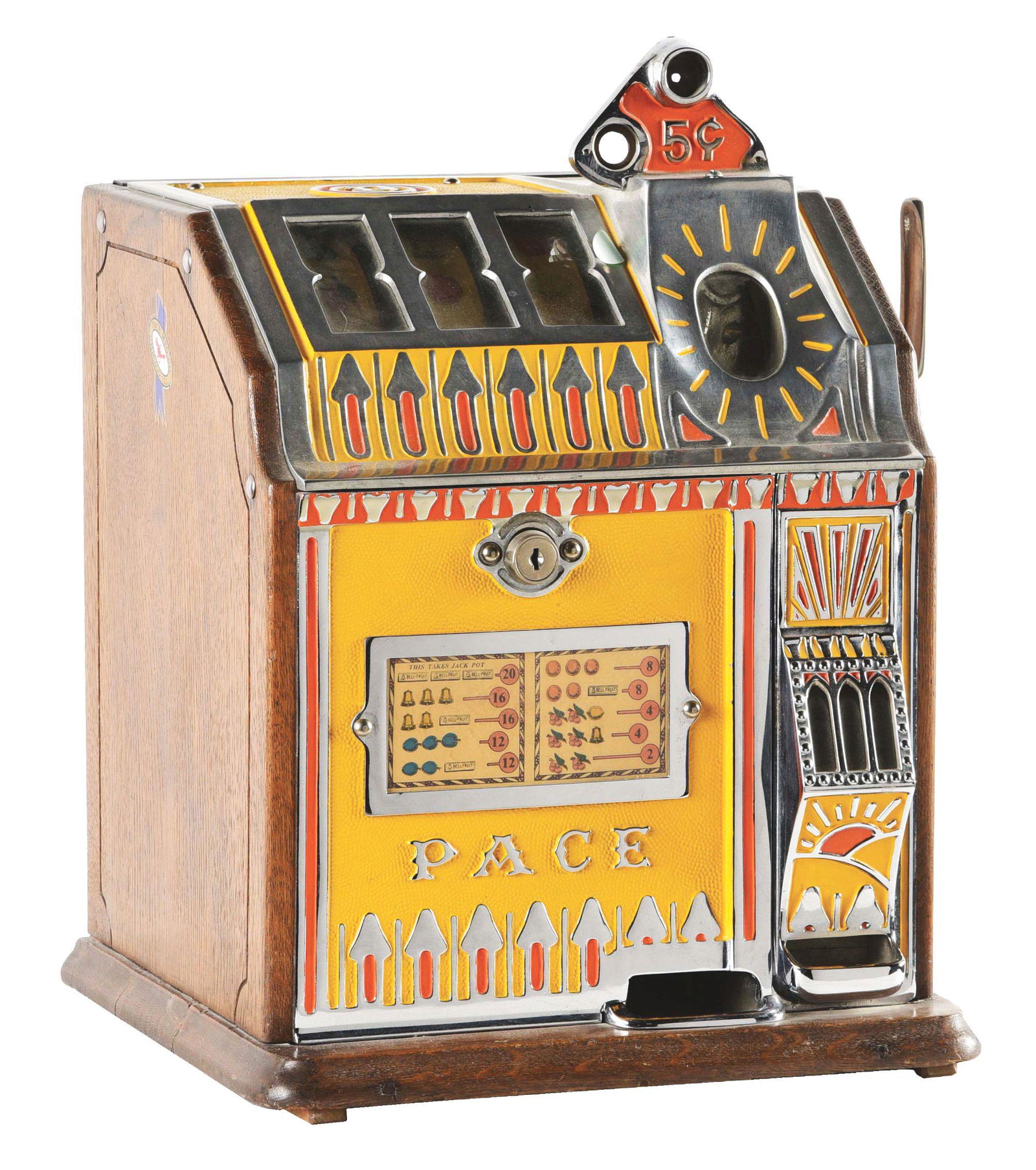 5¢ PACE BANTAM JACKPOT SLOT MACHINE. (1 of 6)