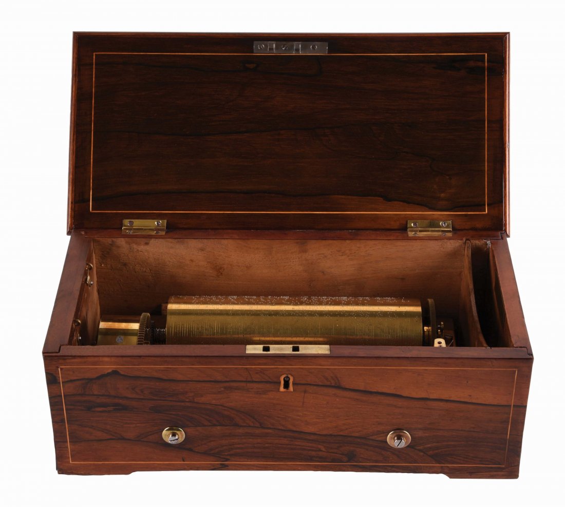 EARLY KEY WIND CYLINDER MUSIC BOX WITH GREAT SOUND. (1 of 6)