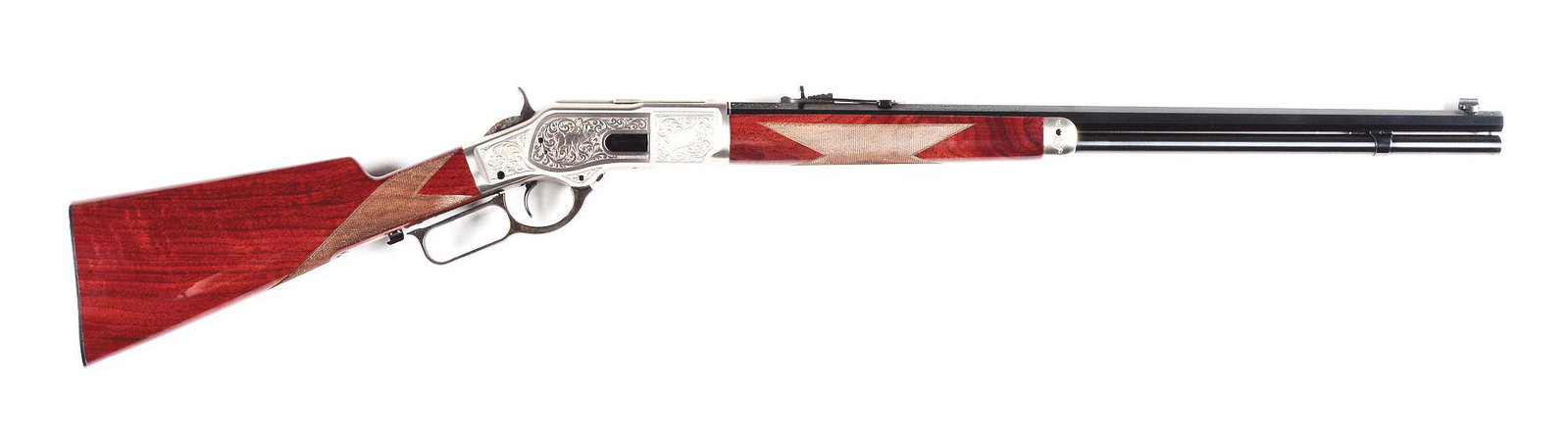 (M)CONSECUTIVE SERIAL NUMBER 1 OF 25 WINCHESTER MODEL: Scarce Winchester Model 1873 1 of 1000 lever action rifle, with consecutive serial number to lot No. 1332, manufactured in Japan by Miroku and imported by Browning Arms Company for Winchester with mat