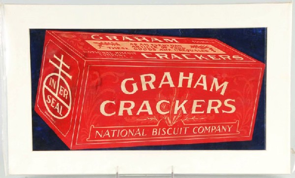 Cardboard Graham Crackers Trolley Car Sign.: Description Circa 1910 to 1915. Closed tears, dark stains, and color touchup. Condition (Very Good). Size Visible Image: 16" x 34".