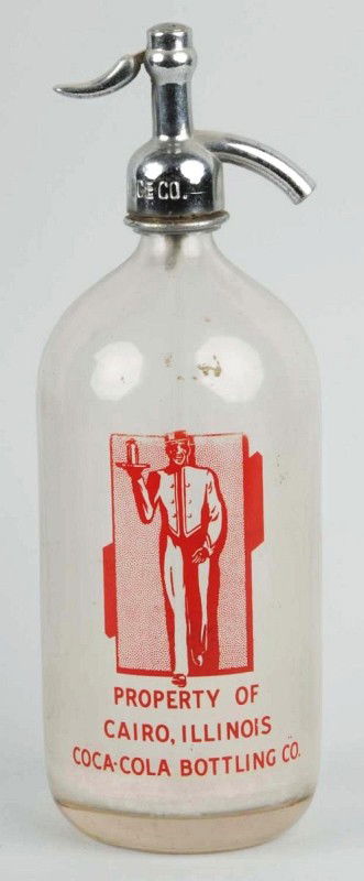 Cairo, Illinois Coca-Cola Seltzer Bottle.: Description 1930s to 1940s. Some fogging, light soiling, and minor wear. Condition (Very Good). Size 11 - 1/2" T.