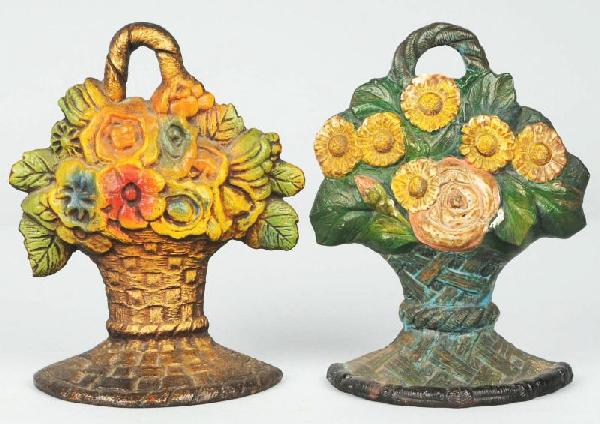 Lot of 2: Cast Iron Mixed Flower Doorstops.: Description Attributed to Waverly Studio. Condition (Very Good - Excellent). Size Largest: 9 - 1/4" T.