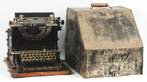 Morse Code Typewriter Machine.: Description Rare. Includes original cover. Condition (Excellent). Size 11" x 13 - 1/2".