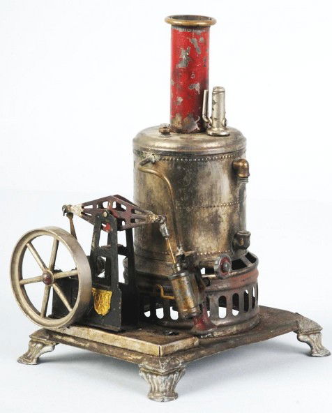 Weeden No. 8 Walking Bean Upright Steam Engine.: This is a fairly rare engine. Engine includes the interesting walking beam arrangement, an oscillating cylinder, a whistle, a safety valve, a waterglass (the glass is missing), a throttle valve for th