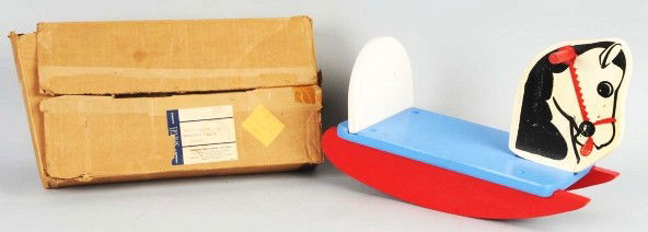 Lot of 2: Wooden Horse Pull Toys.: One is made by Gong Bell Company and one is made by the American Toy and Furniture Company still unassembled in its original box. Size: