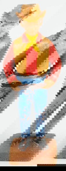 Cast Iron Cowboy Doorstop.: Manufactured by John Wright. Full-figure. Size: 8 - 3/4" T.