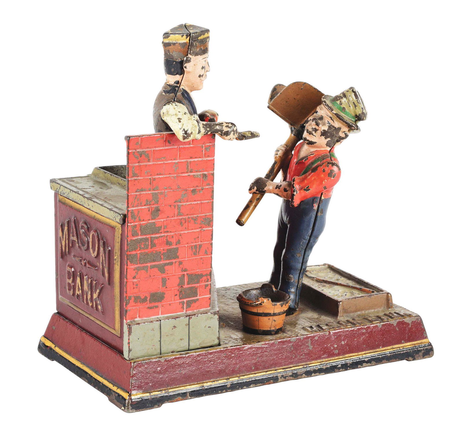 SHEPARD HARDWARE CO. CAST IRON "MASON" MECHANICAL BANK. (1 of 6)
