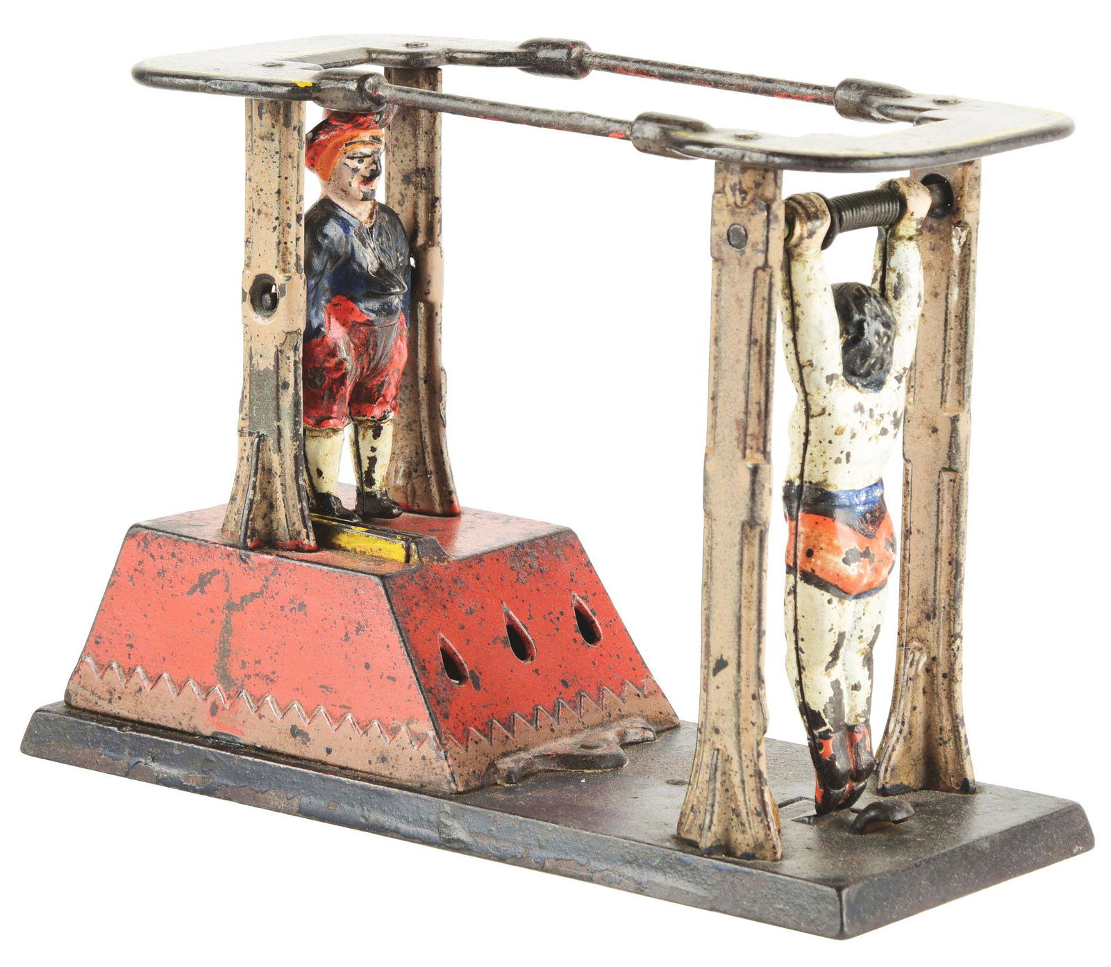 J. E. STEVENS ACROBAT CAST IRON MECHANICAL BANK. (1 of 10)