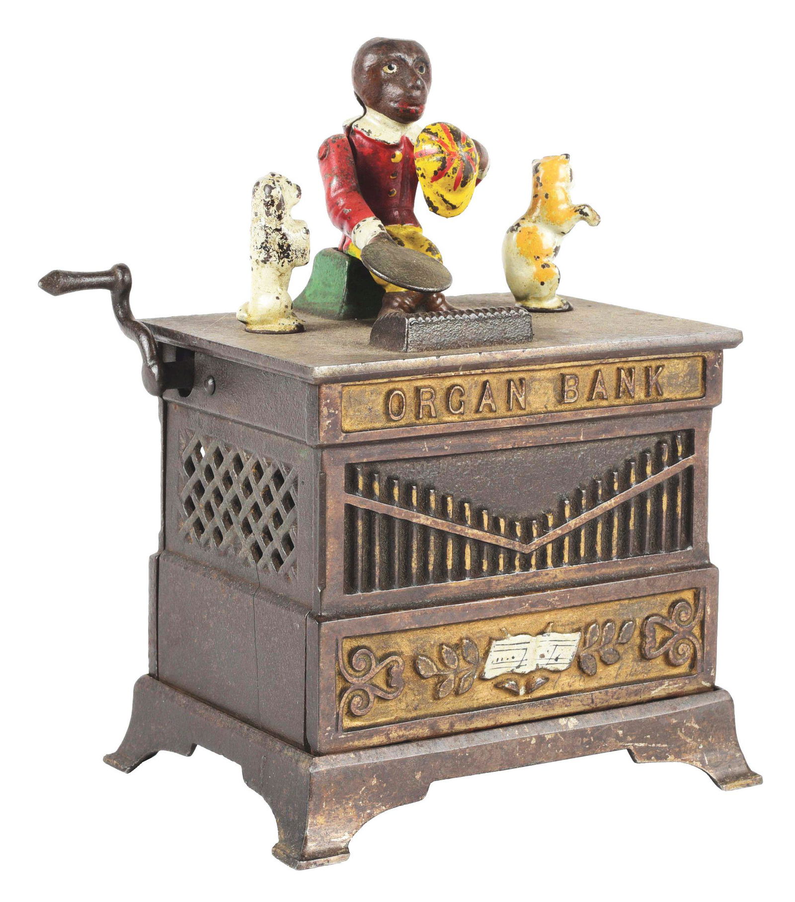 KYSER AND REX CAST IRON CAT AND DOG ORGAN BANK. (1 of 6)
